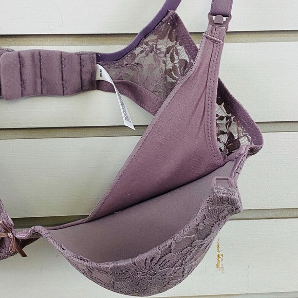 Loving Moments by Leading Lady 38C Nursing Bra Lavender‎ Lace Underwire Padded - Picture 6 of 8